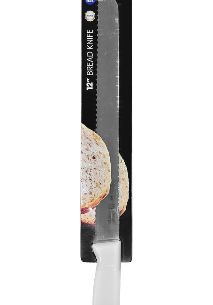 Kitchen Master 12 Inch Stainless Steel Serrated Bread Knife (White) | Commercial Bakery Slicer - Image 3